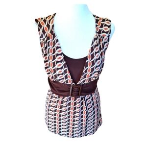 Studio Y Stylish Brown Patterned Women's Top